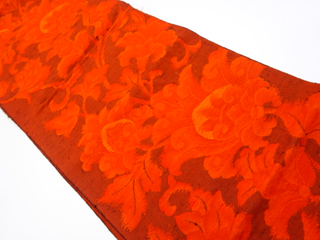 JAPANESE KIMONO / VINTAGE NAGOYA OBI / TSUMUGI / WOVEN FLOWER